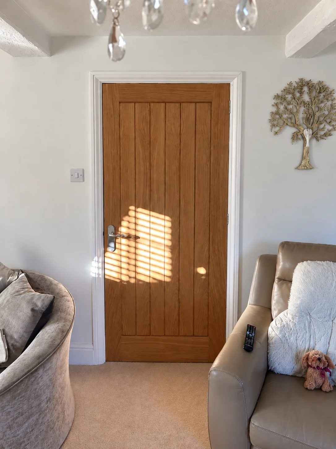 Finished oak cottage internal door fitted by L&R Joinery