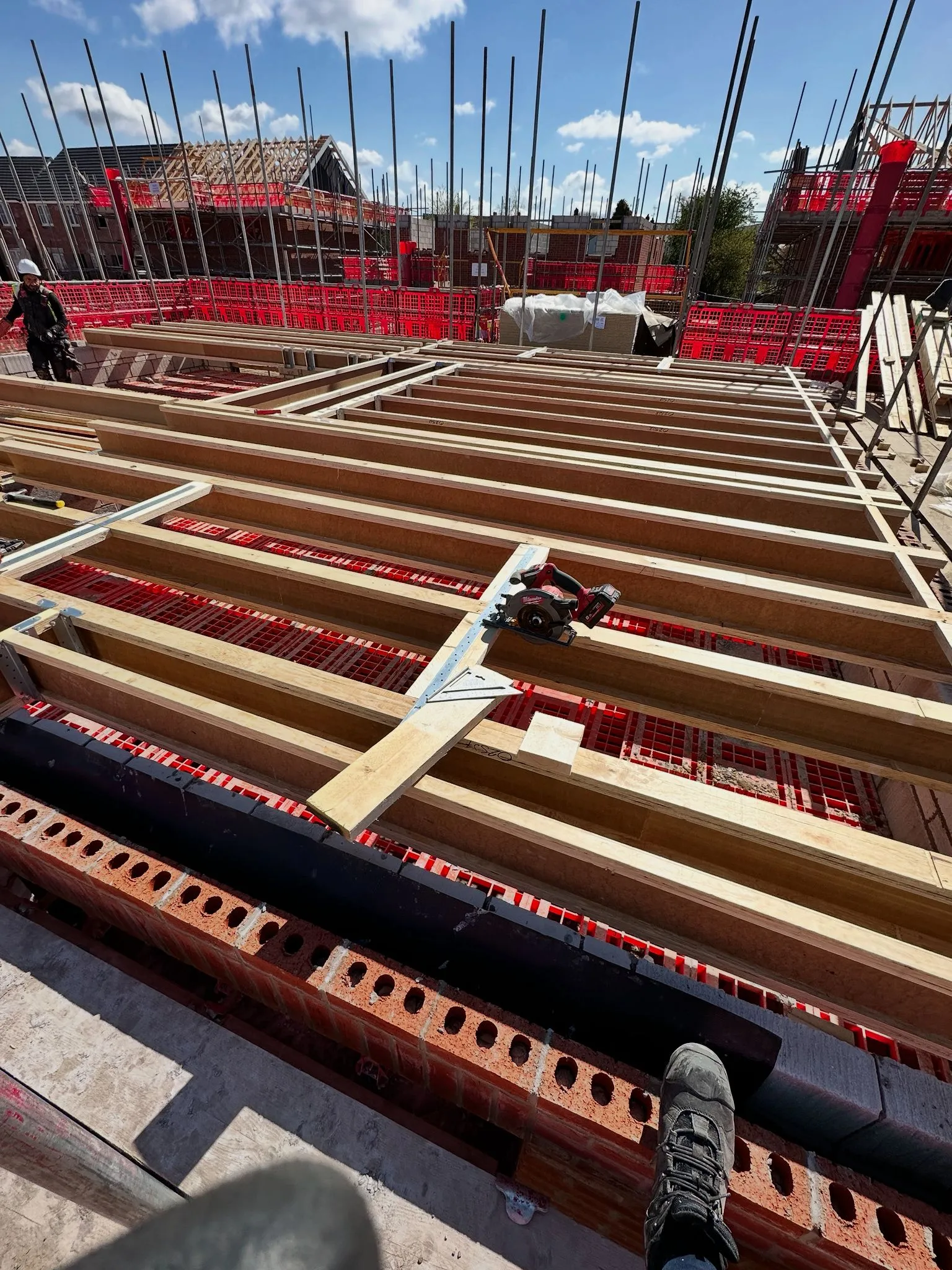 Timber floor joists on new build construction site
