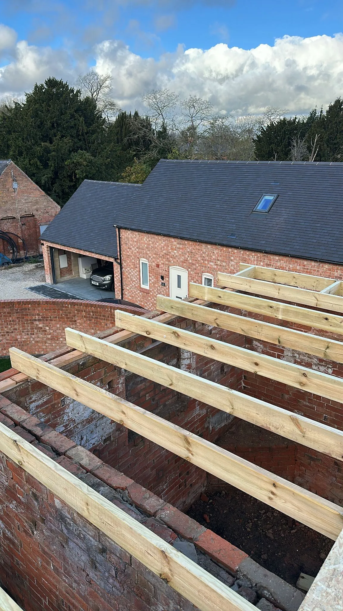 Timber roof joists on barn conversion