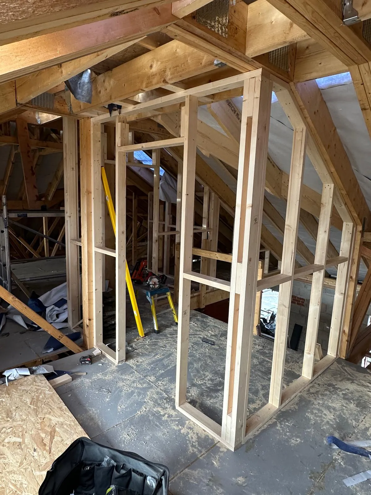 Loft conversion stud wall framing