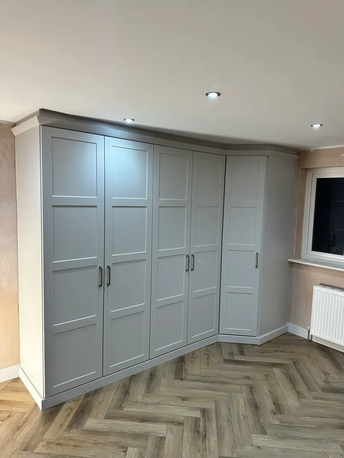 Fitted light grey shaker wardrobes